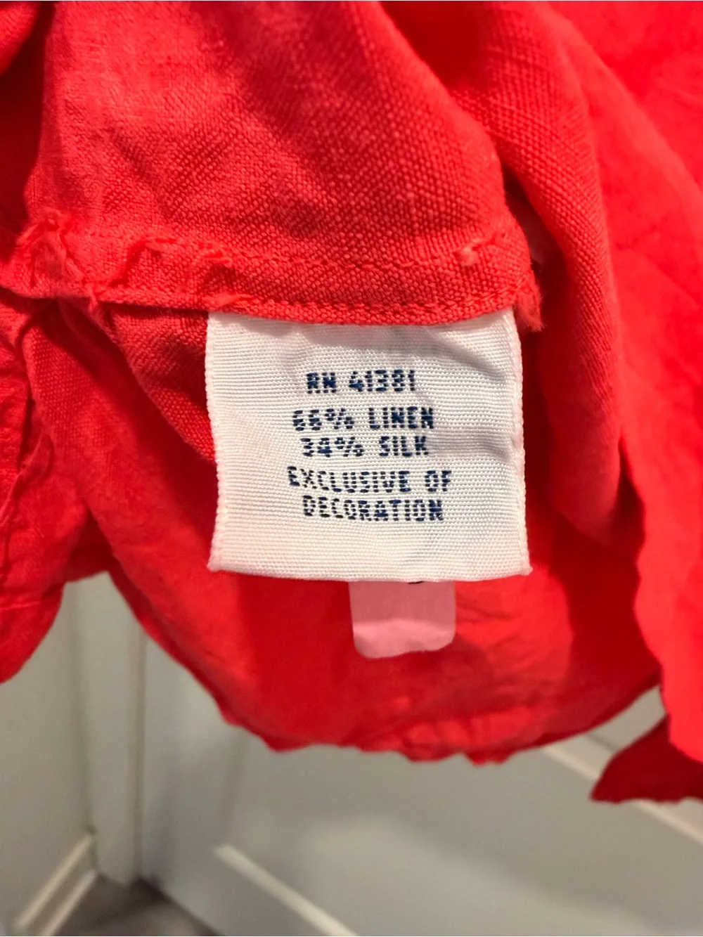 Men's red Polo Ralph Lauren shirt made from a blend of linen and silk Size S
